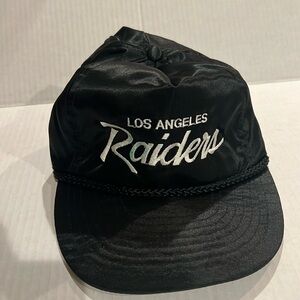 Vintage Raiders Black Nylon Nyssin Cap NFL Las Vegas Hat Script!